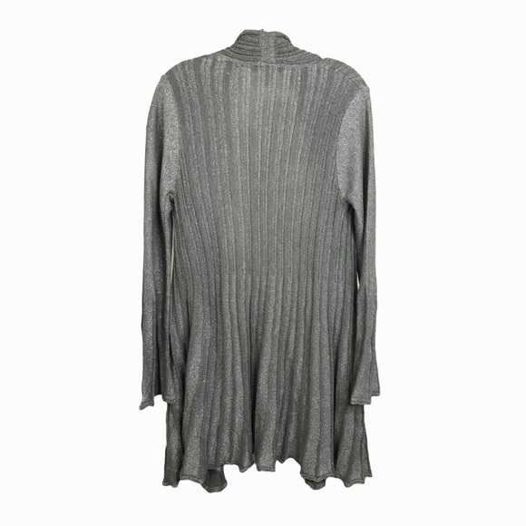 Lauren Michelle Women's Cardigan Sweater Bell Sleeve Silver Gray Open Front Sz M - Picture 2 of 5